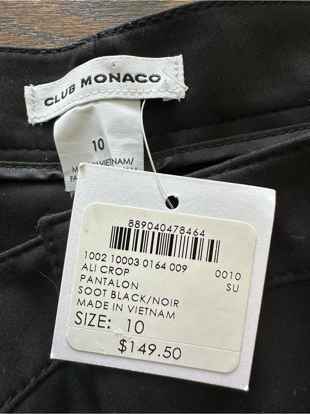 Club Monaco Ali Crop Pants Black Slim Ankle Career Stretch NWT Size 10 - Picture 2 of 6
